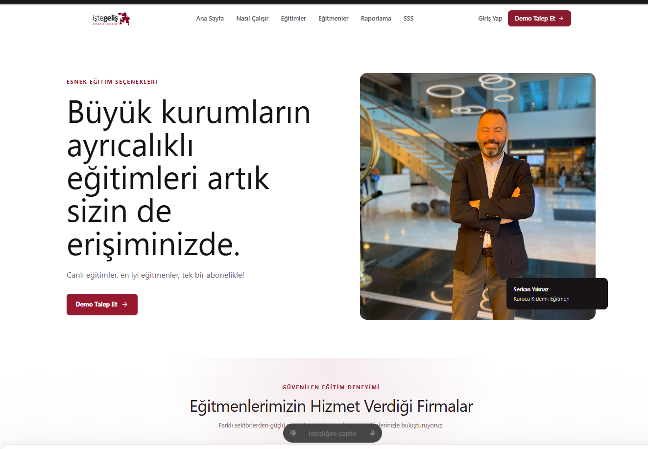 İşteGeliş ana sayfasından ekran görüntüsü